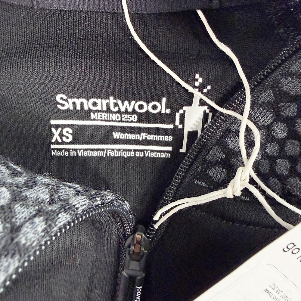 Smartwool Merino 250 Classic 1/4 Zip Baselayer Top Size XS Womens Black Dots NEW - Picture 3 of 8